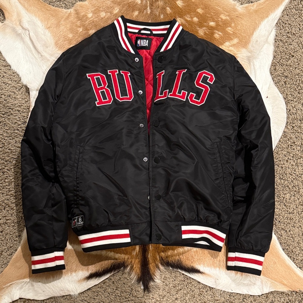 NBA Bulls Black Varsity Jacket